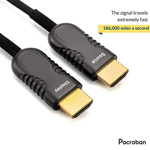 Pacroban Ultra Slim fiber óptica HDMI Cabo 100 pés 4k 60Hz, HDR, HDCP 2.2, 18 Gbps, ativo, alta velocidade, alta resolução de vídeo- 4K@60Hz 4: 4: 4 LIM