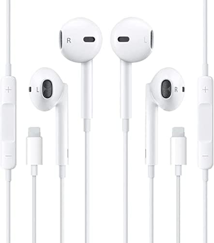 2 Pacote fones de ouvido Earbuds com controle de ears com controle de microfone e volume, compatível com o iPhone 14/13/12 pro max/xs max/xr/x/8/7 Plus Plus