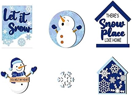 6 peças Bandeja de Natal em camadas de boneco de neve decorativo artesanato de madeira de neve criativo para desktop de natal para decoração de casa sgcabio5hmgmz7