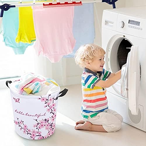 Foduoduo Rapaz Rosa Pink Plum Laundry TurMper com alças Torário dobrável Saco de armazenamento de roupas sujas