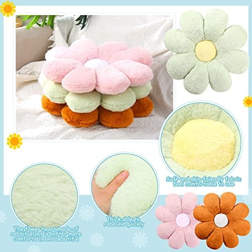 Coume 3 peças 18 polegadas Flower Prohwow Flow almofada de almofada Daisy Flor Flower Pillow Office Sedentário Tatami Car Butt Cushion