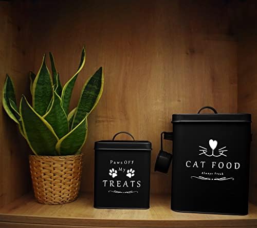 Meraki Home Farmhouse Cat Food Bin & Treats Recipiente - alças -laterais e tampas apertadas - Scoop de feed - Premium Glossy Red Bow