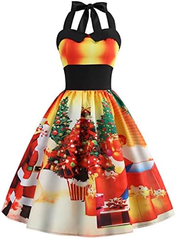 2022 Vestidos de Natal para mulheres Vestido de cocktail estampado de floco de neve Vintage VINTAGE DE NASSAGEM