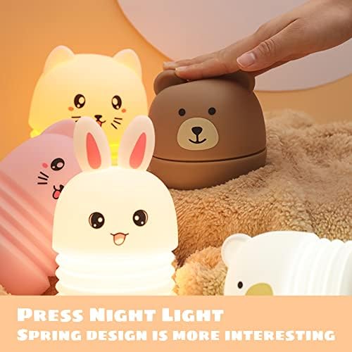 Urso Night Light for Kids Baby Night Lights for Bedroom silicone Dimmable Decor Decor Nursa Lâmpada Night Lamp para criança meninas meninas Kawaii Presente