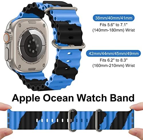 4 Pack Ocean Sport Band Compatível com Apple Watch Ultra Band 49mm 45mm 44mm 42mm 41mm 40mm 38mm Para homens Mulheres, pulseiras de silicone macias de ajuste para a série Iwatch Ultra/8/7/6/5/4/4/3/2/1 se