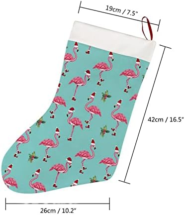 PMSek flamingos azul 18 polegadas grandes meias de Natal, decoração personalizada de estocagem de natal, lareira