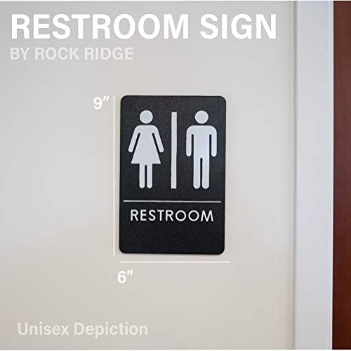 Rock Ridge Unissex Bound Bound Sign compatível com a porta do banheiro, compatível com escritórios, empresas e restaurantes, feitos nos EUA