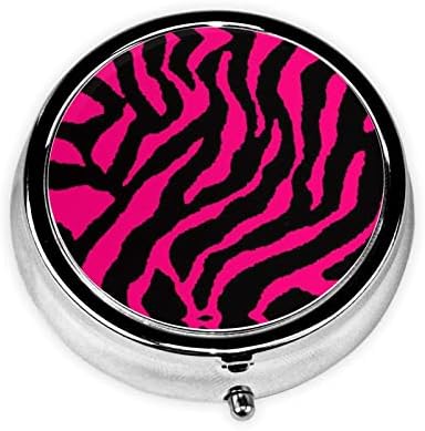 Zebra Tiger Leopard Pink Round Mini Pill Box - Dispensador de pílula diária Organizador de vitamina