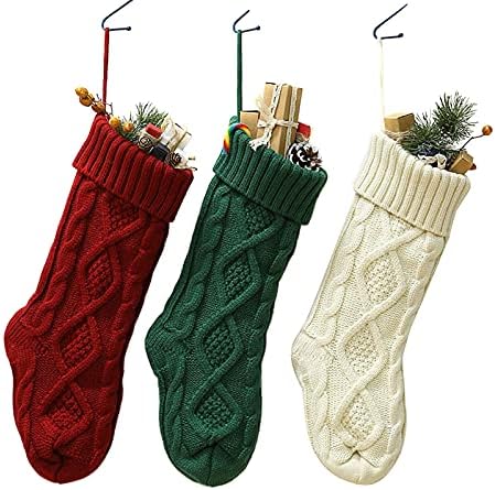 Milimada 18 polegadas Grandes meias de Natal 4pack, meias de natal meias de Natal de malha de dupla face para férias em família Decoração de Natal