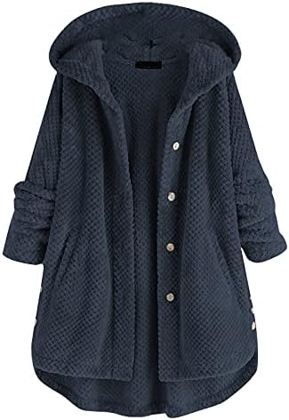 Swrowesi Fashion feminino Autumn/Winter Compoled reversível lã de lã Sweatshirt Jaqueta Cardigans com capuz de casacos bolso