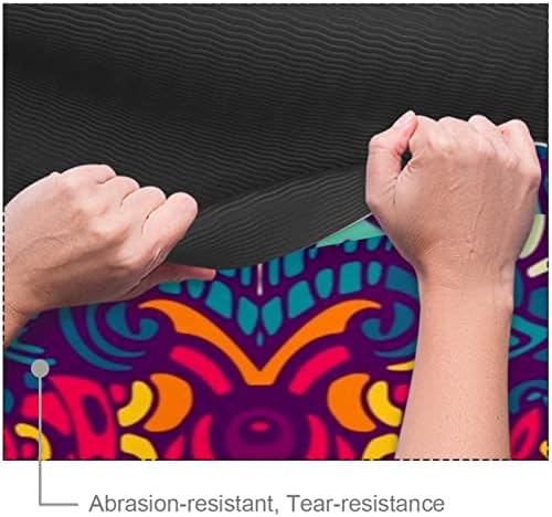 Colorido Mandala Etnica Impressão ECO Amigável Yoga Mat, Design de 6 mm Imprimir Exercício e Fitness Matness para mulheres, alta densidade