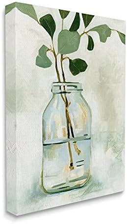 Stuell Industries Green Eucalyptus ramo de vidro Jar Contemporary Still Life, projetado por Emma Caroline Canvas Wall Art, 16 x 20