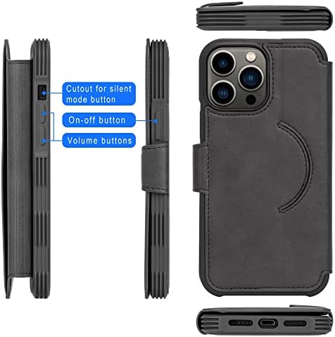 ARAE Compatível com o iPhone 13 Pro Case Wallet, Kickstand [carga sem fio magnética] com suporte