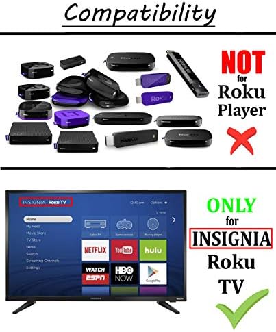 Insignia Roku TV Remote com controle de volume e botão liga/desliga para todas as insígnias roku tv