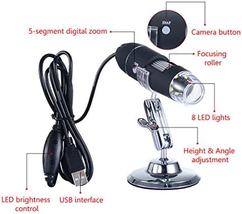 N / D. Microscópio digital USB Newesoutorry 1600x com suporte de espera, câmera de endoscópio estéreo de ampliação 8 LEDs
