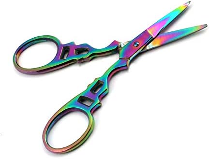 ODONTOMED2011 Multi Titanium Color Rainbow Sewing Craft Borderyer Scissors 3,5 Estilo vitoriano DIY Tools Dressedor Tenhas de tesoura para bordado, artesanato, trabalho de agulha, trabalho de arte e uso diário