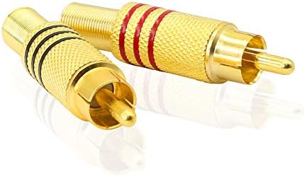 PNGKNYOCN RCA Conector estéreo Plugue com mola coaxial coaxial Adaptador de ouro sem solda para reparos Cabos de alto-falante （4-PACK）