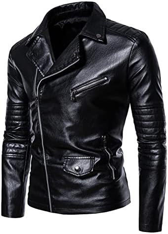 Jaqueta de couro PU masculina vintage assimétrica de capa de motocicleta casual casual casaco de