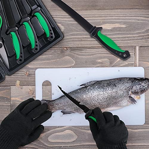 PAK Pesca de faca de filé de 11 PC, faca de filete de peixe, kit de limpeza de peixe, conjunto de faca de filete