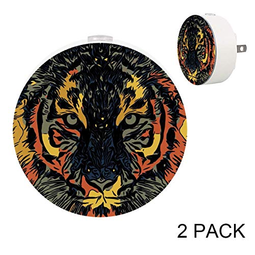 Abstract Tiger Head Boys Auto-On/Off Plug-in Night Lights for Stairways, corredor, entrada