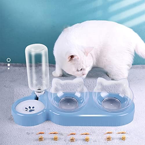 Tigelas triplas de gato, 15 ° Tigela de alimentação de água de 15 ° 3 em 1 tigelas de alimentos