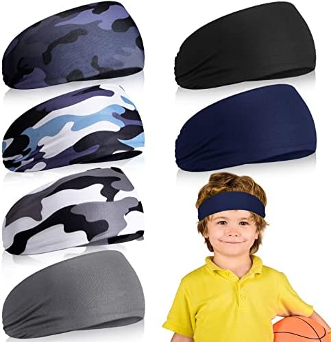 6 PCS Kids Boys Bandas de cabeça para meninos Bandas de moletom atléticas para meninos Bandas de cabeça para crianças