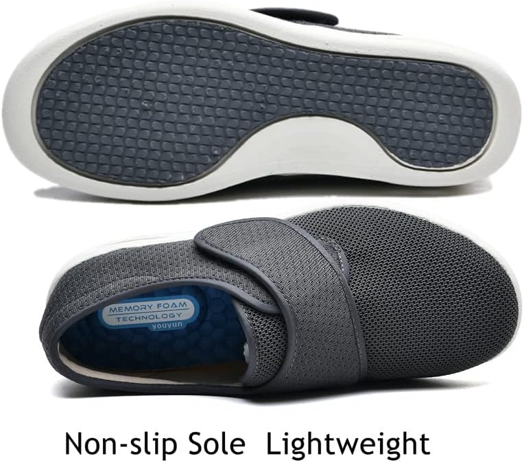 Sapatos diabéticos femininos com fechamento ajustável, sapatos leves sem largura de largura para edema fascíte de edema Bawnsition