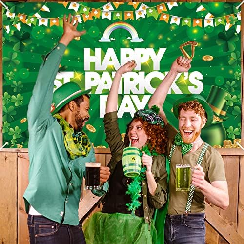 Feliz dia dos cenários do dia de St Patricks para fotografia, 71 x 43 polegada st. Patrick's Photo Background Banner Green Shamrock Gold Moed