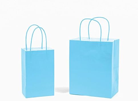 Sacos de presente de papel azul claro de 60ct em massa com alças [ideais para fazer compras, embalagens,