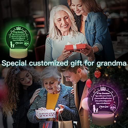 Presente de avó de netos, lâmpada noturna personalizada para o aniversário da vovó, lâmpada de mesa leve colorida com ditados gravados para o dia da mãe, dia de ação de graças, Natal