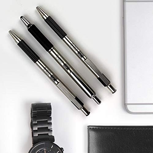 Caneta de gel retrátil de caneta de caneta Zebra G-301, barril de aço inoxidável, ponto médio, 0,7 mm, tinta preta, 12 pacote