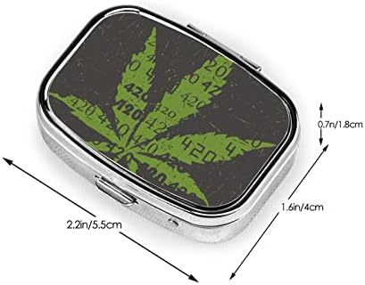 Folha de cannabis verde com 420 números Mini Pill Case com viagens espelhadas Compartilhamentos compactos