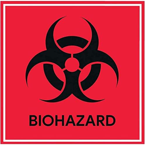 Adesivos de biohazard Sign 4 x 4 rótulo de aviso de biohazard à prova d'água ， Uso para hospitais e industrial (20/pacote)