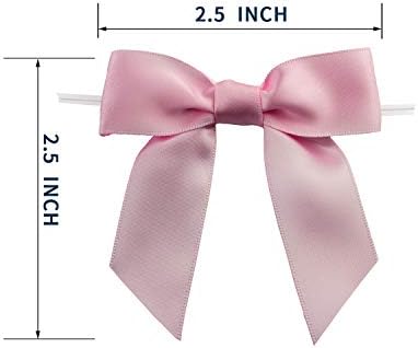 7Rainbows 30pcs boutique 2,5 rosa cetim twist lanche arcos para amarrar pacotes