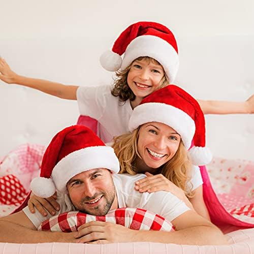 FOVTHS 6 Pacote de Natal chapéus de Papai Noel Hats de Velvet Santa Velvet Chapéus de pelúcia decorativa