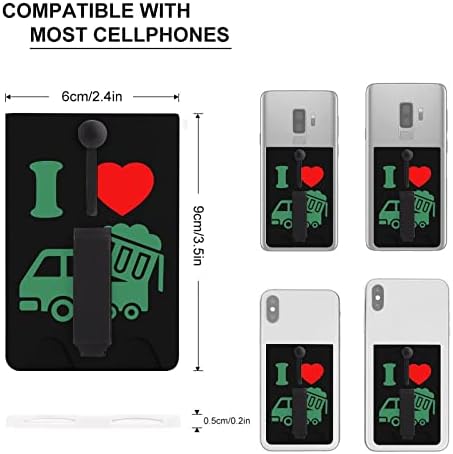 I Heart Love Love Lixeira Caminhões de lixo adesivo Phone Grip Holder com Pop Out Stand dobrável