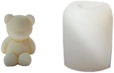 2 Pack Sitting Bears Moldes de velas, moldes de silicone de urso fofos para resina de cera Velas de animais DIY