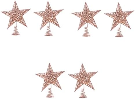 PretyZoom 6 PCs Star Treetop Glitter Supplies Decorações ROSE ROSE PENTAGRAMO decoração brilhante Holiday Holida