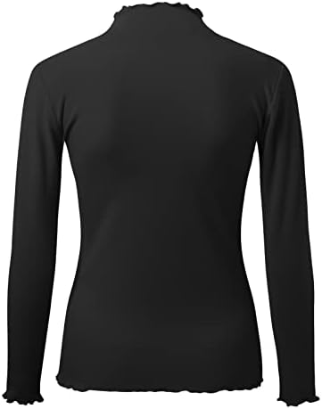 Camisas térmicas de manga comprida para mulheres de inverno quente simulado mock gurtleneck lã alinhada undershirts tops com pulôver de botão