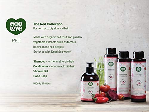 Ecolove - lavagem corporal hidratante natural para pele seca e sabão líquido natural - tomate orgânico e beterraba