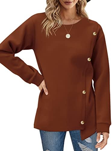 Sorto de Wiholl para mulheres de manga comprida Tunics tops suéter de túnica