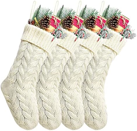 Baishitop 4 pacote meias de Natal tricô de 18 polegadas Presente de preenchimento de meia Decoração personalizada meias mulheres meia