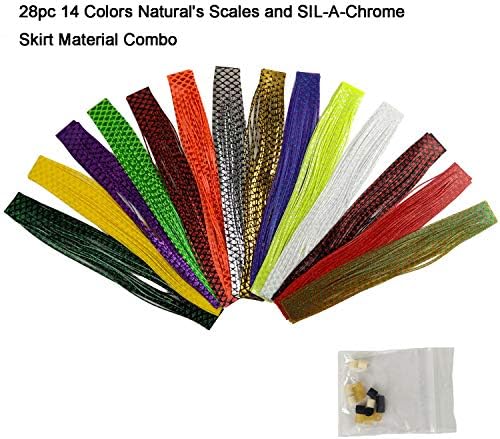 RiverRuns Fishing Jig Mixed Colors Saias de silicone Diy para gabarito, colares de saia regulares incluíam material de empate de mosca