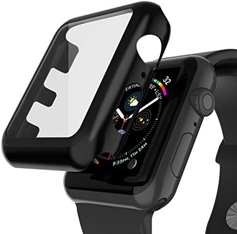 Punkcase for Apple Watch Caixa de pára -choque de 42 mm com construção no protetor de tela | 9H Vidro