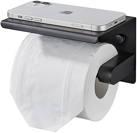 Plussen banheiro banheiro suporte de papel com prateleira, aço inoxidável Double Roll Roll Hanite Tissue Parede Montado para armazenamento de telefones celulares, dispensador de papel higiênico comercial