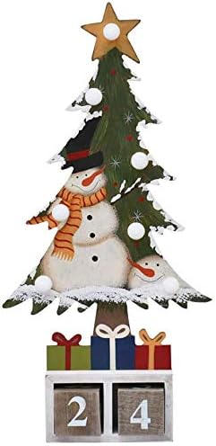 Madeira de Natal Rússica Papai Noel Snowman and Tree Advent Countdown Calendário - Contagem regressiva de Natal