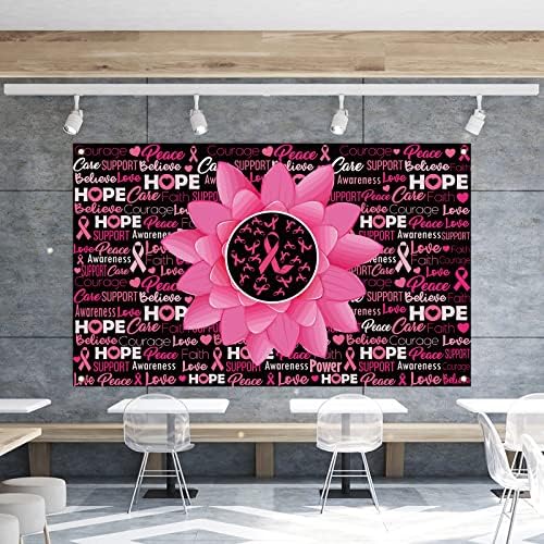 Cenário de conscientização sobre câncer de mama para fotografia bandeira de câncer de mama outubro decoração de fita rosa decoração de câncer de mama para o escritório em casa-71 × 43 '' '