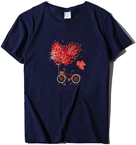 Camiseta do Dia dos Namorados para mulheres Flor Heart Printing Tees Plus Size Tops Casuais Moda Moda