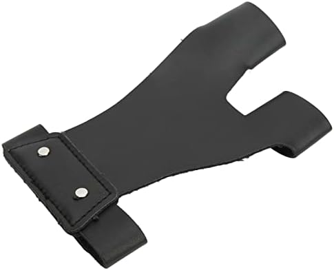 Luva de proteção de arco e flecha, gancho de luva de arco reutilizável de couro e fixador de loop 2 tipo de dedo confortável conveniente para a mão esquerda