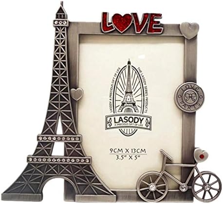 QTMY Metal Eiffel Tower Bike Love Picture Frames Mesa de escritório Ornamentos
